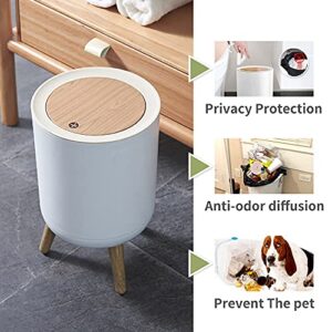 Trash can，7Liter/1.8 Gallon Garbage can with Press top Lid，Nordic Modern Waste Basket，Plastic Trash bin Suitable for Kitchen, Bathroom, Bedroom, Living Room, Office, Outdoor，Dog Proof Trash can