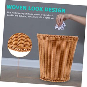 Holibanna Rattan Trash Can Wicker Trash Basket Ornament Container Water Hyacinth Storage Baskets Rattan Trash Bin Garbage Container Woven Waste Basket Sundries Container Plastic Wastebasket