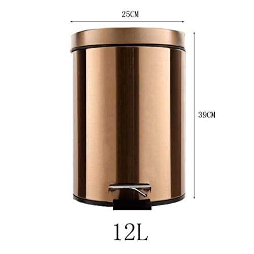 n/a Stainless Trash Can，Steel Rose Gold Metal Trash Garbage Container Bin for Bathrooms, Powder Rooms, Kitchens, Home Offices