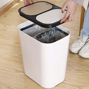 Trash Bin Trash Can Wastebasket Trash Can Garbage Can with Lid, Rectangle Plastic Push Top Dual Compartment Recycling Bin Waste Bin for Kitchen, Bathroom Garbage Can Waste Bin (Color : OneColor, Siz