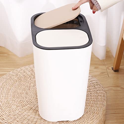 Trash Bin Trash Can Wastebasket Trash Can Garbage Can with Lid, Rectangle Plastic Push Top Dual Compartment Recycling Bin Waste Bin for Kitchen, Bathroom Garbage Can Waste Bin (Color : OneColor, Siz
