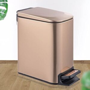 Trash Bin Trash Can Wastebasket Stainless Steel Pedal Bin with Lid, Rectangular Garbage Can Trash Can Garbage Container Bin for Home Kitchen Bathroom Garbage Can Waste Bin (Color : OneColor, Size :