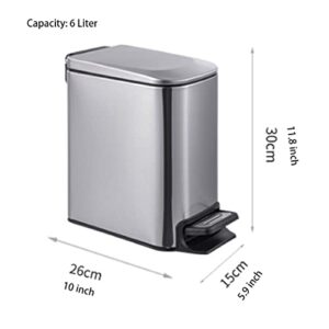 Trash Bin Trash Can Wastebasket Stainless Steel Pedal Bin with Lid, Rectangular Garbage Can Trash Can Garbage Container Bin for Home Kitchen Bathroom Garbage Can Waste Bin (Color : OneColor, Size :