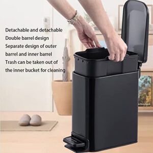 Trash Bin Trash Can Wastebasket Stainless Steel Pedal Bin with Lid, Rectangular Garbage Can Trash Can Garbage Container Bin for Home Kitchen Bathroom Garbage Can Waste Bin (Color : OneColor, Size :