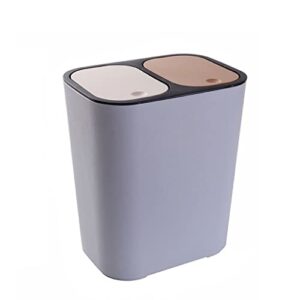 Trash Bin Trash Can Wastebasket Trash Can Garbage Can with Lid, Rectangle Plastic Push Top Dual Compartment Recycling Bin Waste Bin for Kitchen, Bathroom Garbage Can Waste Bin (Color : OneColor, Siz