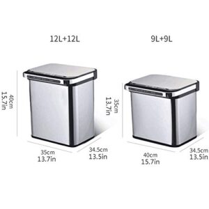 CXDTBH Garbage Sorting Trash Can Household Smart Trash Can with Lid Stainless Steel Kitchen Motion Induction Trash Can Trash Can for Bedroom (Size : 9l)