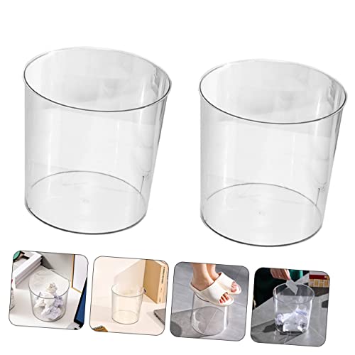 Zerodeko 2pcs Transparent Trash Can Clear Container Desk Containers Office Trash Can Clear Trash Can Clear Waste Can Recycling Trash Can Kitchen Waste Bin Trash Storage Can Home Supplies