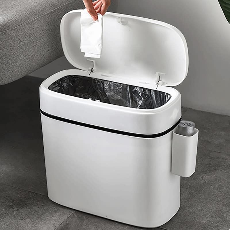 ZHAOLEI Household Crevice Kitchen with Cover Garbage Bathroom Toilet Narrow Toilet with Cover Large Capacity Gap Garbage Basket