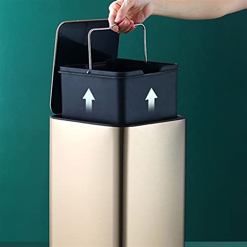 DYPASA Garbage Can 10L Modern Stylish Stainless Steel Trash Can with Lid Call That Toilet Feasible Kitchen Foot-Operated Garbage Can Large Capacity Trash Bin (Color : Gold)