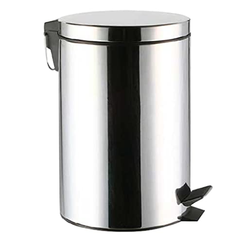 n/a 1pc 5L Rubbish Bin Stainless Steel Step Pedal Trash Can Large Capacity for Kitchen Bathroom