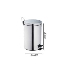 n/a 1pc 5L Rubbish Bin Stainless Steel Step Pedal Trash Can Large Capacity for Kitchen Bathroom