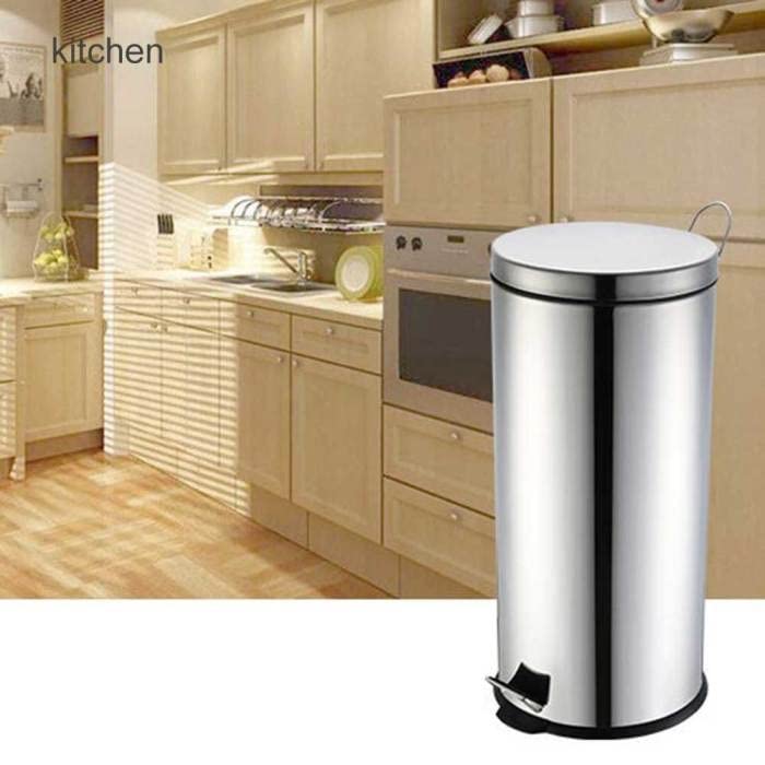 n/a 1pc 5L Rubbish Bin Stainless Steel Step Pedal Trash Can Large Capacity for Kitchen Bathroom