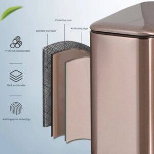 n/a Stainless Steel Step Trash Bin Rectange 5L Kitchen Trash Can Dustbin Garbage Bag Holder Wastebin Bathroom Step Bin