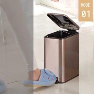 n/a Stainless Steel Step Trash Bin Rectange 5L Kitchen Trash Can Dustbin Garbage Bag Holder Wastebin Bathroom Step Bin