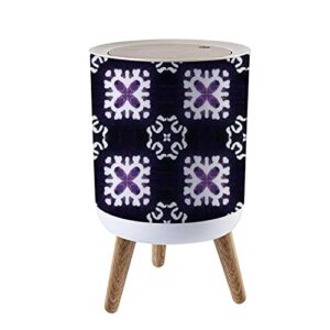 small trash can with lid portugal patterns lilac ethnic animals seamless graphic white ethnic 7 liter round garbage can elasticity press cover lid wastebasket for kitchen bathroom office 1.8 gallon