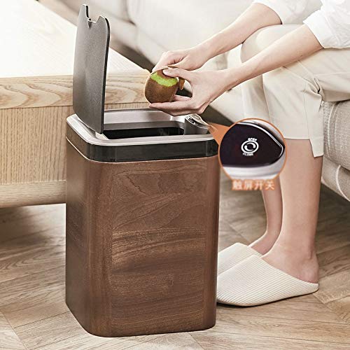 WENLII Smart Wooden Living Room Sense Trash Can Household Inductive Ashbin Dynamic Storage Bucket Large Garbage Cans