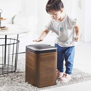 WENLII Smart Wooden Living Room Sense Trash Can Household Inductive Ashbin Dynamic Storage Bucket Large Garbage Cans