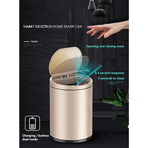 n/a Intelligent Trash Bin Home Living Room Bedroom Kitchen Bathroom Automatic Induction Trash Can Stainless Steel Trash Can (Color : Black, Size : 9L)