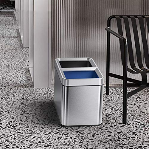 XQ-Gforward linghuan Business Trash Can, Stainless Steel Sorting Trash Hotel Restaurant School Apartment Living Room Trash Can 25 * 30 * 40CM