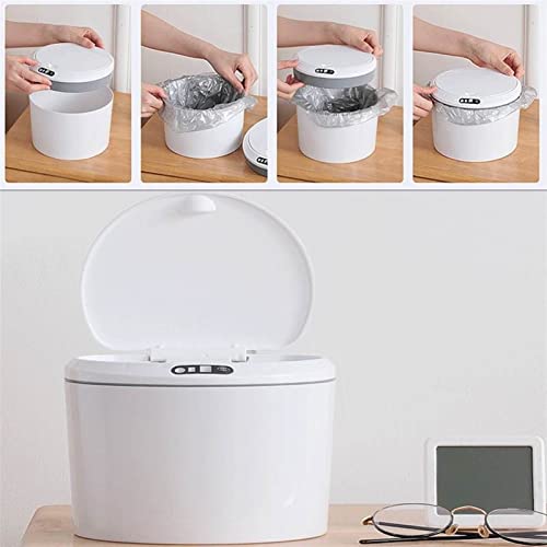 Trash Can 3L Mini Desktop Garbage Bin Trash Can Kitchen Bathroom Wastebasket Automatic Sensor Waste Bin Smart Small Wastebasket Trash Can Wastebasket