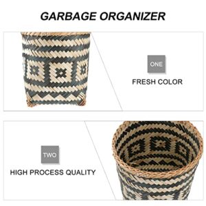 Cabilock Woven Trash Can Natural Wastebasket Garbage Bin Small Seagrass Rubbish Container Wicker Storage Basket Laundry Hamper Planter Pot for Kitchen Office