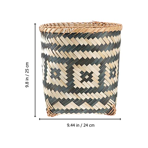 Cabilock Woven Trash Can Natural Wastebasket Garbage Bin Small Seagrass Rubbish Container Wicker Storage Basket Laundry Hamper Planter Pot for Kitchen Office