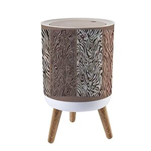 small trash can with lid trendy abstract wavy backgrounds seamless striped patterns diagonal wood legs press cover garbage bin round waste bin wastebasket for kitchen bathroom office 7l/1.8 gallon
