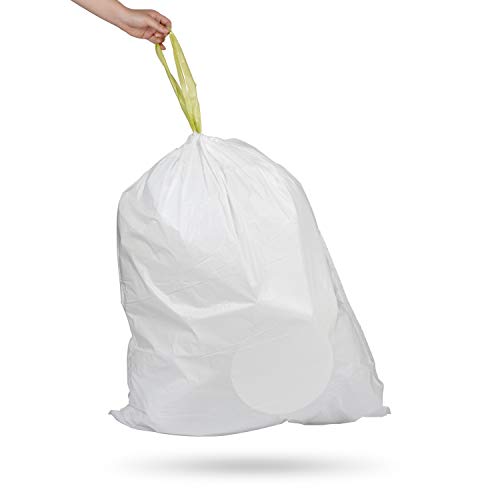 NINESTARS Extra Strong White Trash Bag w/Drawstring Closure, 21 Gal. / 79 L., 30 count, Pack of 3