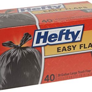 Hefty Easy Flaps Multipurpose Large Trash Bags, Unscented, 30 Gallon, 40 Count