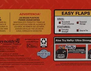 Hefty Easy Flaps Multipurpose Large Trash Bags, Unscented, 30 Gallon, 40 Count