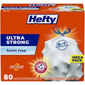 hefty ultra strong tall kitchen trash bags, unscented, 13 gallon, (80 count)