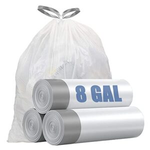Drawstring 8 Gallon Trash Bags - Medium Trash Bags 8 Gallon Garbage Bags, Individual Unscented 8 Gal Bathroom Trash Bags, 42 Count