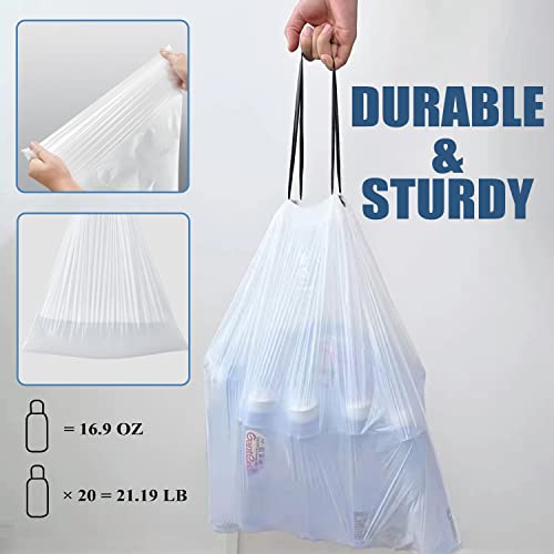 Drawstring 8 Gallon Trash Bags - Medium Trash Bags 8 Gallon Garbage Bags, Individual Unscented 8 Gal Bathroom Trash Bags, 42 Count