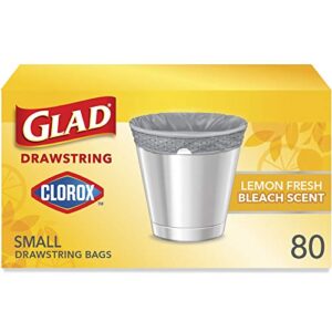 glad small kitchen trash bags, – 4 gallon trash bag for kitchen, lemon fresh bleach scent, odor eliminator, leak protection, 80 count