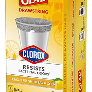 GLAD Small Kitchen Trash Bags, - 4 Gallon Trash Bag for Kitchen, Lemon Fresh Bleach Scent, Odor Eliminator, Leak Protection, 80 Count