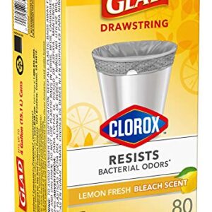 GLAD Small Kitchen Trash Bags, - 4 Gallon Trash Bag for Kitchen, Lemon Fresh Bleach Scent, Odor Eliminator, Leak Protection, 80 Count