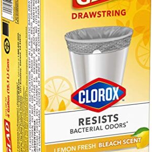 GLAD Small Kitchen Trash Bags, - 4 Gallon Trash Bag for Kitchen, Lemon Fresh Bleach Scent, Odor Eliminator, Leak Protection, 80 Count