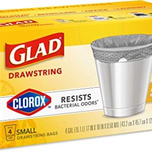 GLAD Small Kitchen Trash Bags, - 4 Gallon Trash Bag for Kitchen, Lemon Fresh Bleach Scent, Odor Eliminator, Leak Protection, 80 Count