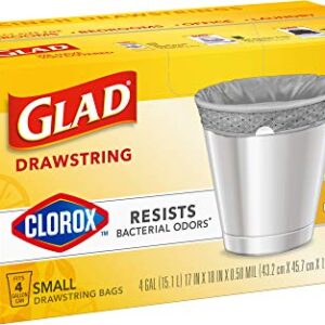 GLAD Small Kitchen Trash Bags, - 4 Gallon Trash Bag for Kitchen, Lemon Fresh Bleach Scent, Odor Eliminator, Leak Protection, 80 Count