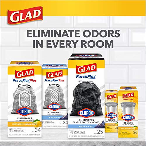 GLAD Small Kitchen Trash Bags, - 4 Gallon Trash Bag for Kitchen, Lemon Fresh Bleach Scent, Odor Eliminator, Leak Protection, 80 Count