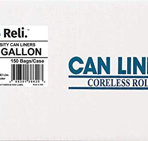 Reli. SuperValue 55 Gallon Trash Bags (150 Count Bulk), Made in USA - Clear Trash Bags Heavy Duty 55 Gallon - 60 Gallon - 55 Gal Garbage Bag