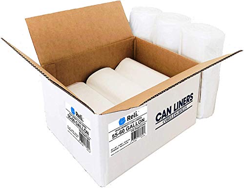 Reli. SuperValue 55 Gallon Trash Bags (150 Count Bulk), Made in USA - Clear Trash Bags Heavy Duty 55 Gallon - 60 Gallon - 55 Gal Garbage Bag