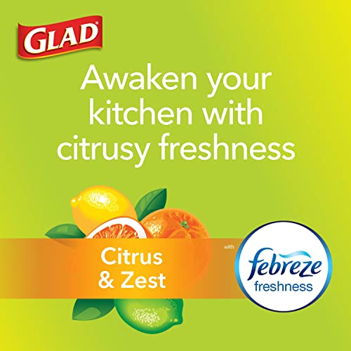 GLAD ForceFlex Tall Drawstring Trash Bags, 13 Gallon Grey Trash Bags for Tall Kitchen Trash Can, Citrus & Zest with Febreze Freshness to Eliminate Odors, 40 Count - Packaging May Vary