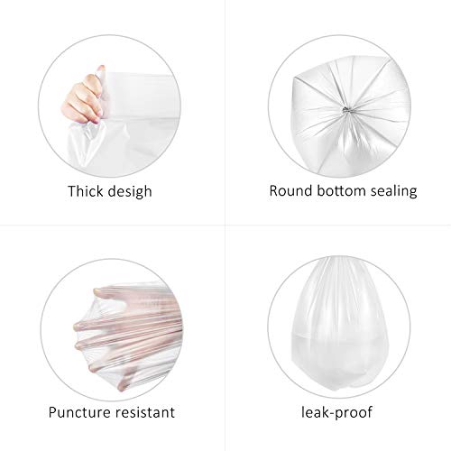 8 Gallon 50 Counts Strong Trash Bags Garbage Bags by Teivio, Bathroom Trash Can Bin Liners, Plastic Bags for home office kitchen, Clear