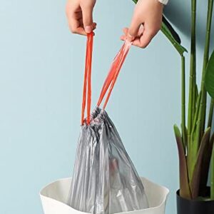 Trashs Bag Drawstring Garbage Bags-Coocn Thicker Heavy Bathroom Trash can Liners for Bedroom Home Kitchen 50 Counts ,4-6 Gallon (Gray)