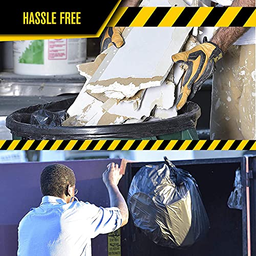 Ultrasac Heavy Duty Contractor Bags (Value 50 Pack/w Ties), 42 Gallon, 32.75" X 47" - 3 MIL Thick Large Black Industrial Garbage Trashbags for Construction and Commercial use