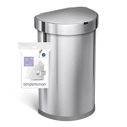 simplehuman Code J Custom Fit Drawstring Trash Bags in Dispenser Packs, 100 Count, 30-45 Liter / 8-12 Gallon, White