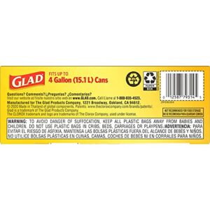 Glad Small Drawstring Trash Bags with Clorox, 4 Gallon Grey Trash Bags, Lemon Fresh Bleach Scent, 34 Count (Package May Vary)