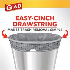 Glad Small Drawstring Trash Bags with Clorox, 4 Gallon Grey Trash Bags, Lemon Fresh Bleach Scent, 34 Count (Package May Vary)