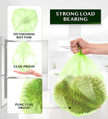Small Trash Bags - FORID 2.6 Gallon Compostable Garbage Bags 150 Count Mini Strong Trash Can Liners 10 Liter Unscented Wastebasket Bags for Kitchen Bathroom Home Office (5Rolls/Green)